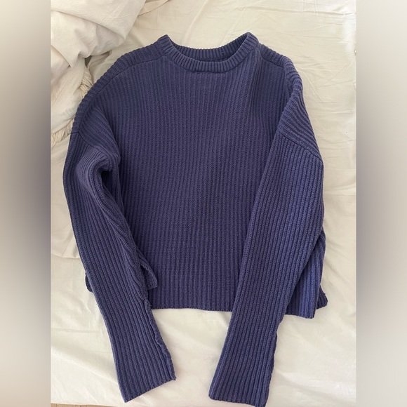 Monki Crewneck Purple Rib Sweater - Picture 2 of 5